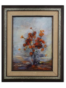 MODERN OIL STILL LIFE PAINTING SIGNED FLOWERS 1981