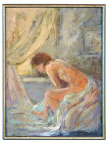 EDWIN DICKINSON AMERICAN MALE NUDE OIL PAINTING