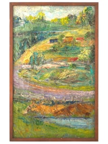 INDIAN KRISHNAJI HOWLAJI ARA OIL LANDSCAPE PAINTING
