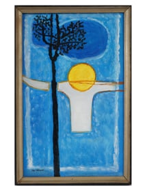 OIL ON CANVAS PAINTING SIGNED KIM WHANKI 1961
