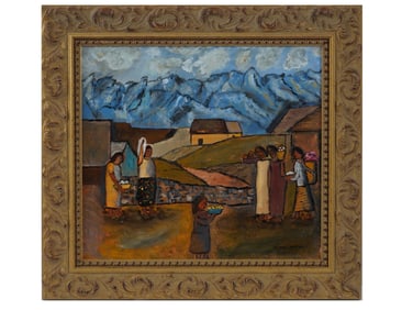 MEXICAN OIL GENRE PAINTING SIGNED RAMOS MARTINEZ
