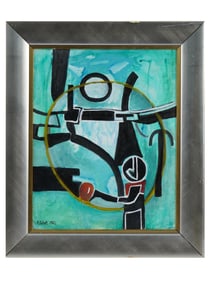FRENCH ABSTRACT OIL PAINTING SIGNED FRANCOISE GILOT