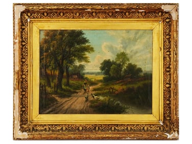 ANTIQUE FRENCH OIL LANDSCAPE PAINTING SIGNED