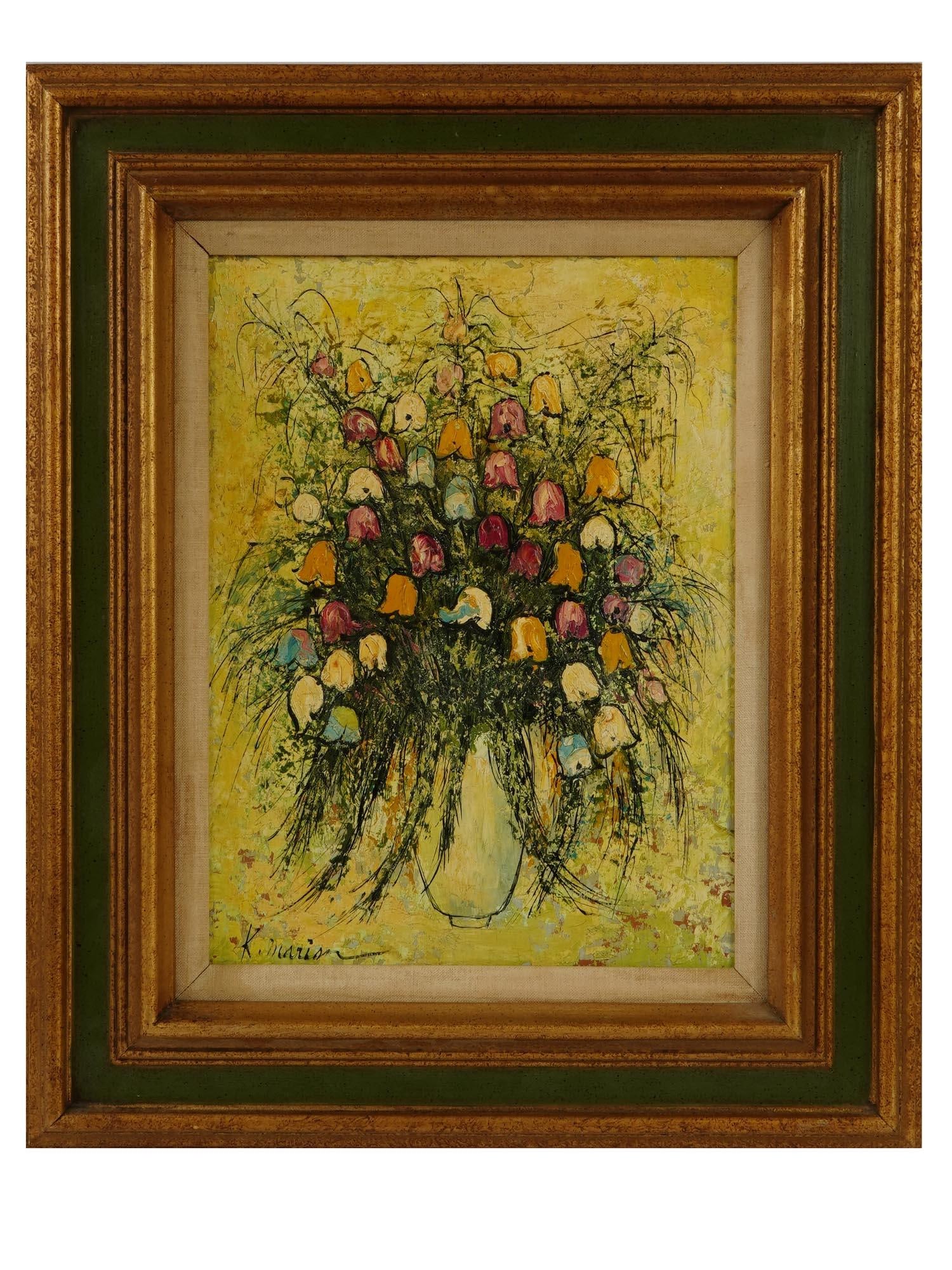 MID CENTURY STILL LIFE OIL PAINTING BY K. MARION (1 of 4)