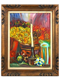 ATTR TO NATALIA GONCHAROVA RUSSIAN OIL PAINTING 1958