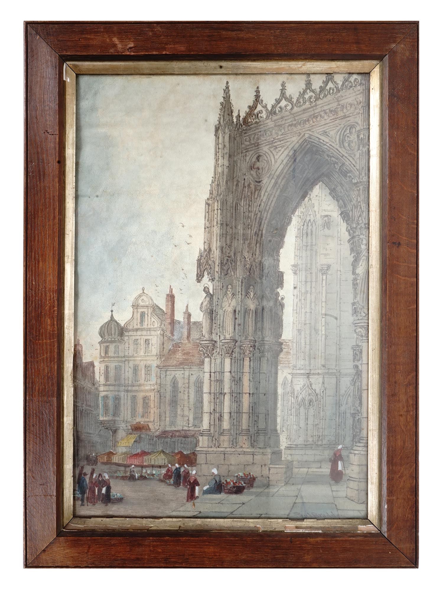 ANTIQUE 19 C CATHEDRAL PAINTING BY PAUL BRADDON (1 of 4)