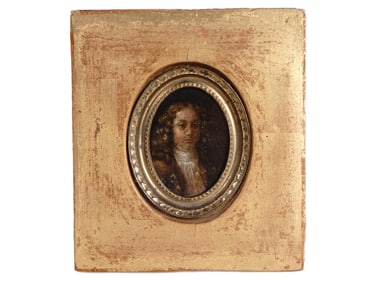 17TH CENTURY MINIATURE MALE PORTRAIT OIL PAINTING