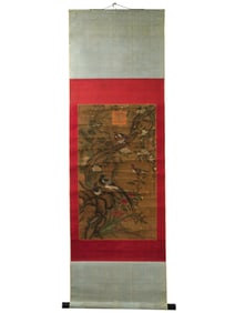 ANTIQUE CHINESE INK COLOR PAINTING ON SILK BY LI DI