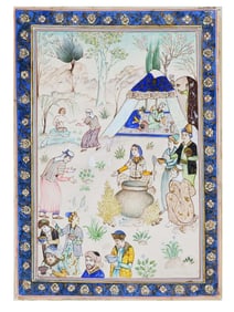 VINTAGE PERSIAN MINIATURE WATERCOLOR PAINTING 1950S