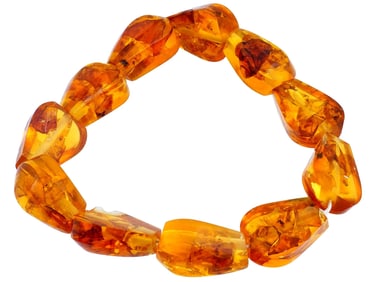 STRING OF NATURAL AMBER PEAR SHAPED BEADS F NECKLACE