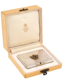 RUSSIAN SILVER GOLD GEMSTONE CIGARETTE CASE IOB