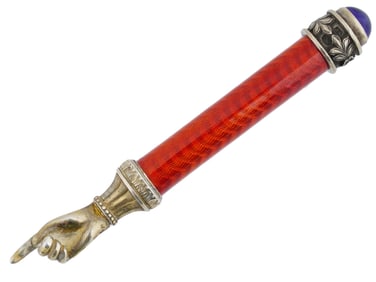 RUSSIAN SILVER GUILLOCHE ENAMEL JUDAICA TORAH POINTER