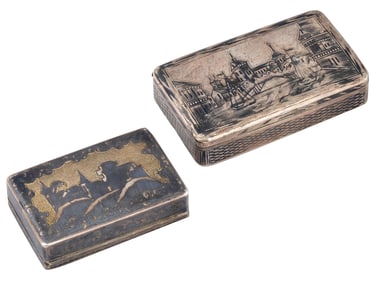 IMPERIAL RUSSIAN SILVER NIELLO TRINKET BOXES