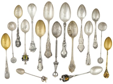 AMERICAN EUROPEAN STERLING SILVER SOUVENIR SPOONS