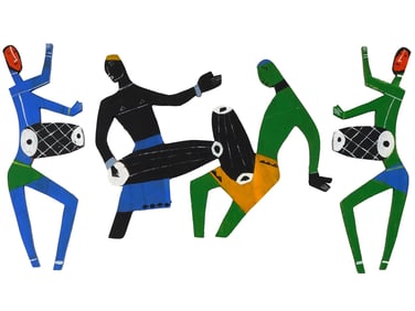 AFTER MAQBOOL FIDA HUSAIN INDIAN WOODEN FIGURES