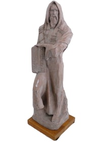 VINTAGE JUDAICA PLASTER SCULPTURE MOSES COMMANDMENTS