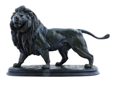 ANTIQUE FRENCH LION SCULPTURE BY PAUL DELABRIERRE