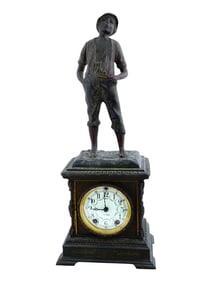 ANTIQUE AMERICAN SETH THOMAS SPELTER WHISTLER CLOCK