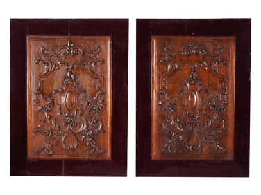 ANTIQUE 19TH C CARVED OAK WOOD PANELS