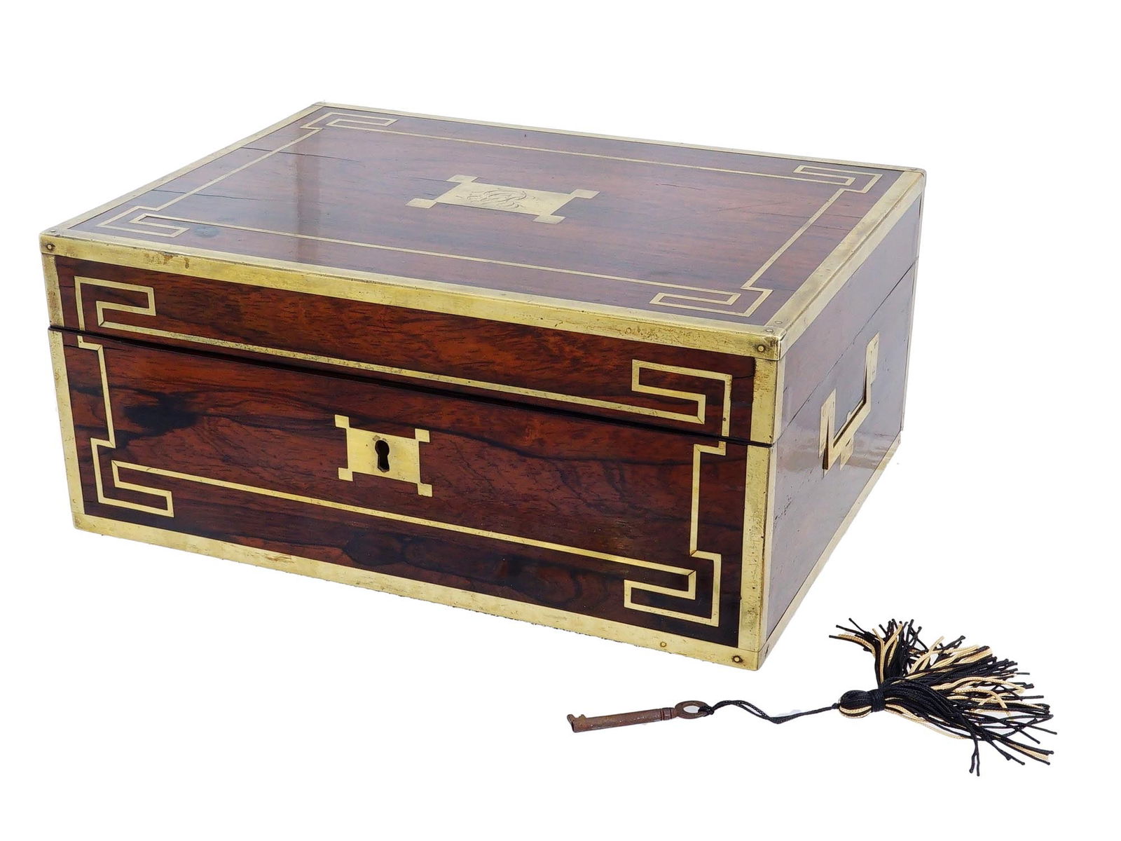 ANTIQUE WELLS AND LAMBE REGENCY BRASS BOUND BOX (1 of 11)