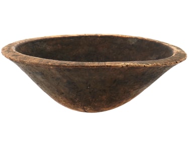 ANTIQUE 18TH C AMERICAN HANDCRAFTED WOODEN BOWL
