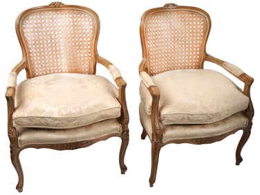 PAIR OF VINTAGE ITALIAN CARVED WOODEN ARMCHAIRS