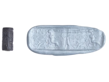 ANCIENT STEATITE INTAGLIO BEAD W ENGRAVED IMAGE