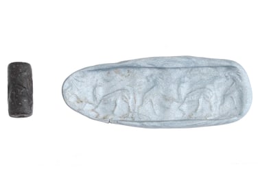 ANCIENT STEATITE STONE INTAGLIO CYLINDER SEAL BEAD
