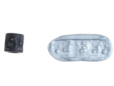 ANCIENT MESOPOTAMIAN STEATITE CYLINDER SEAL BEAD