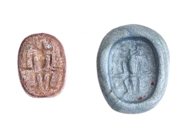 ANCIENT EGYPTIAN SCARABOID STONE BEAD W ENGRAVED IMAGE