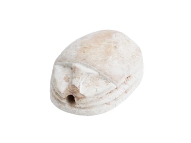 ANCIENT EGYPTIAN STEATITE SCARAB BEAD W ENGRAVED IMAGE
