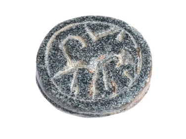 ANCIENT EGYPTIAN STEATITE SCARAB BEAD W ENGRAVED IMAGE