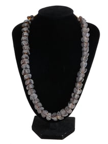 ANCIENT ROMAN EGYPTIAN LOTUS SHAPED GLASS BEAD NECKLACE