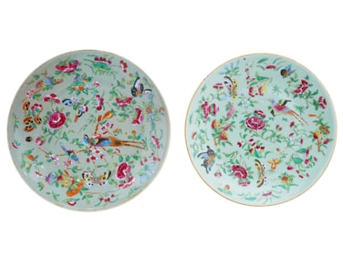 ANTIQUE CHINESE QING FAMILLE ROSE PORCELAIN PLATES