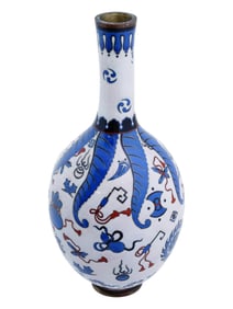 LARGE ANTIQUE JAPANESE MEIJI CLOISONNE ENAMEL VASE