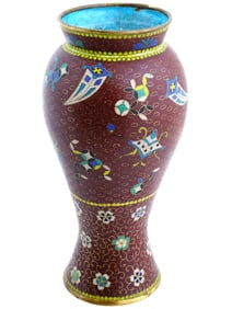 LARGE ANTIQUE JAPANESE MEIJI CLOISONNE ENAMEL VASE