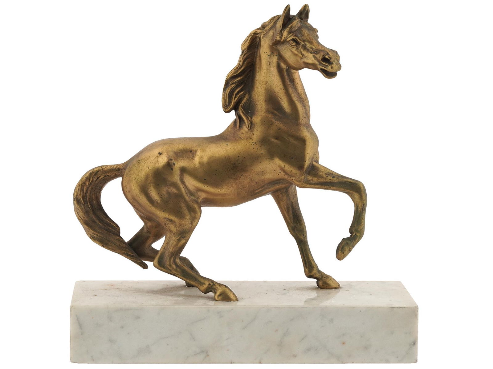 EUROPEAN BRONZE STATUETTE OF HORSE ON MARBLE BASE (1 of 5)