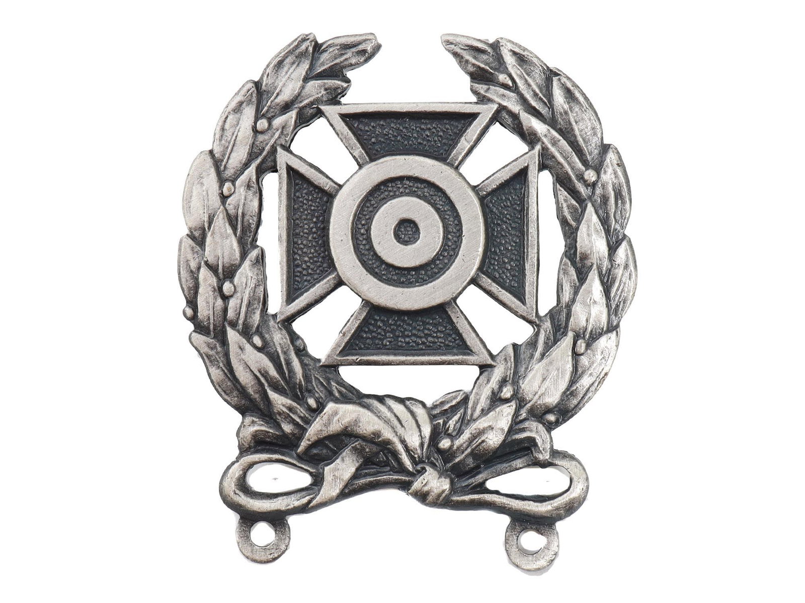 U.S ARMY EXPERT SHOOTING QUALIFICATION BADGE: Army Expert Shooting Qualification Badge. One piece construction with two pins on the back, marked on reverse, D 22. The badge is awarded to qualified Army personnel who have demonstrated expertise op