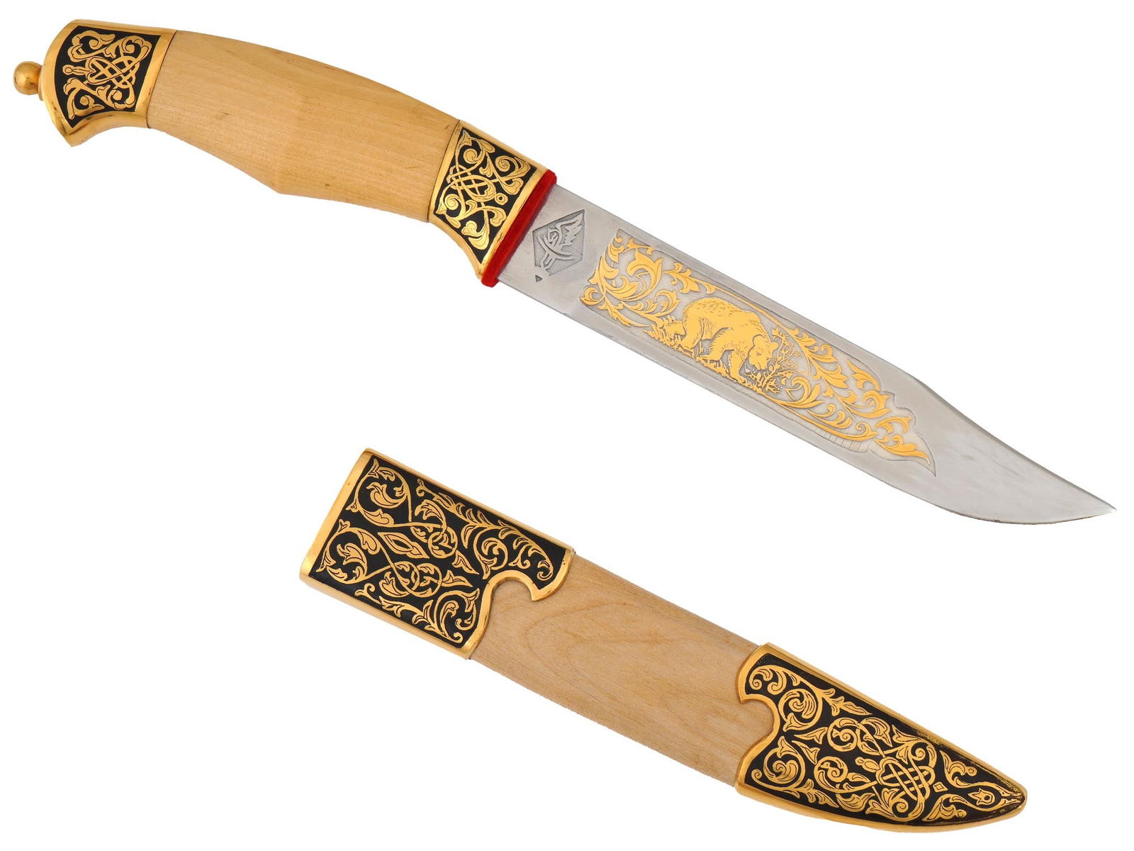 RUSSIAN ZLATOUST DECORATIVE HUNTING DAGGER IN SHEATH (1 of 6)