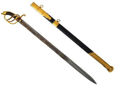 RUSSIAN IMPERIAL NAVAL OFFICERS BROADSWORD W SCABBARD