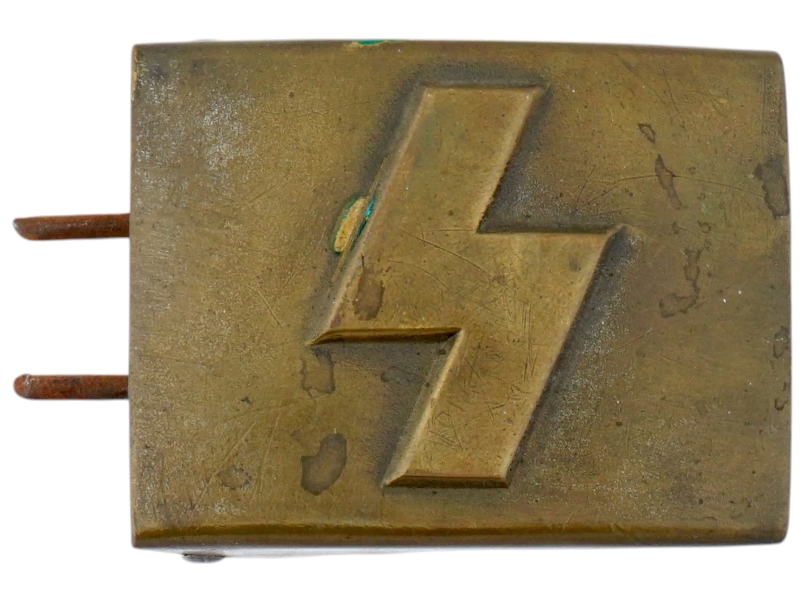 WWII NAZI GERMAN HITLER YOUTH BRASS BELT BUCKLE: A WWII Nazi German Third Reich Hitler Youth brass belt buckle. Features S sig rune symbol in the center. Marked with RZM on the back side. WWII Era German Nazi Pins, Shields, Plaques, Military Uniform
