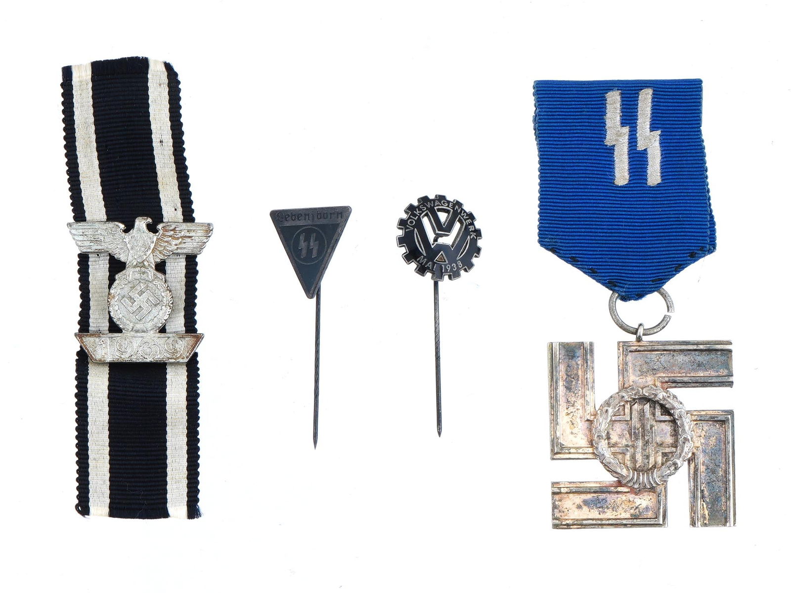 GERMAN PRE WWII SS LONG SERVICE AWARD BADGES PINS (1 of 3)