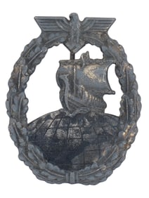 WWII GERMAN KRIEGSMARINE AUXILIARY CRUISER BADGE