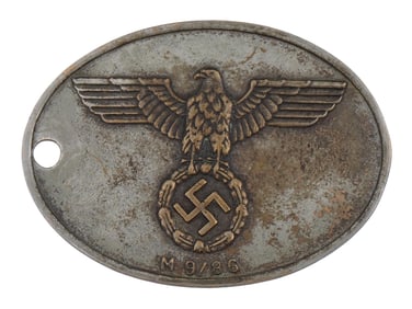 WWII NAZI GERMAN GESTAPO MEMBER ID TAG