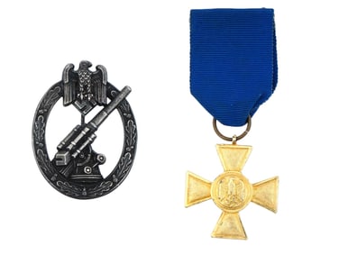 WWII GERMAN LONG SERVICE MEDAL ANTI AIRCRAFT BADGE