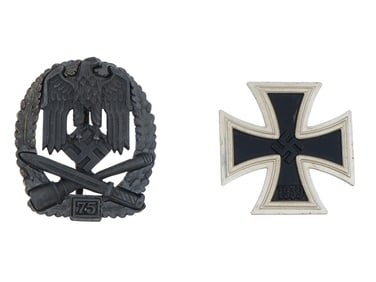 WWII NAZI GERMAN ASSAULT GENERAL AND IRON CROSS BADGES