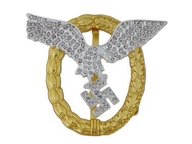GERMAN WWII TYPE LUFTWAFFE PILOTS BADGE WITH DIAMONDS