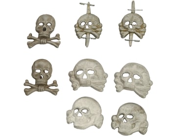 WWII GERMAN SS TOTENKOPF VISOR CAP BADGES 8 PCS