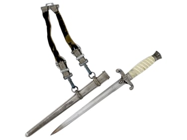 WWII NAZI GERMAN OFFICER DAGGER W SCABBARD HANGERS