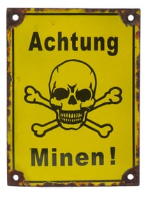 WWII NAZI GERMAN THIRD REICH SKULL ENAMEL IRON SIGN